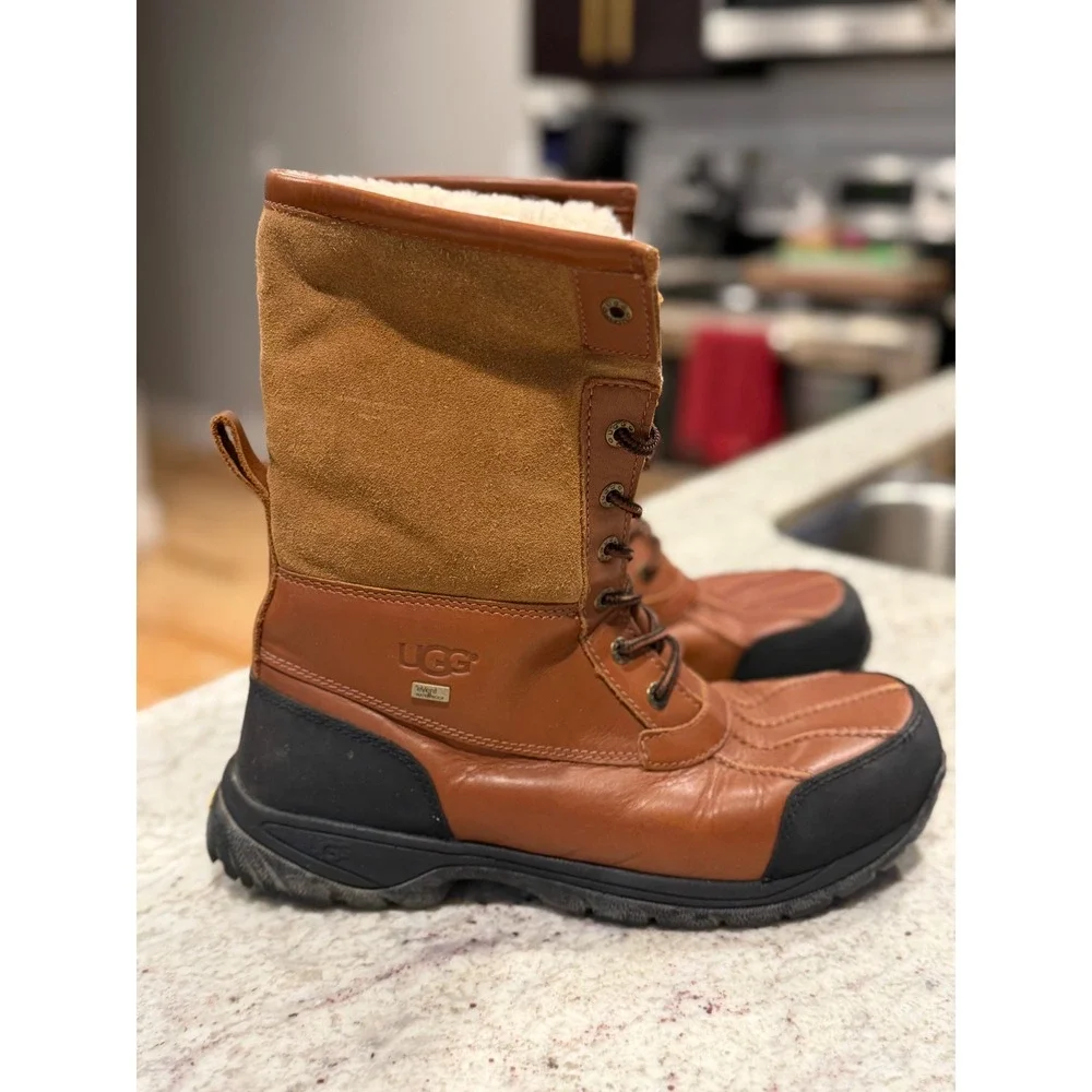 UGG Butte Mens Waterproof Winter Boots Chestnut Leather Vibram Snow Boots 5521
